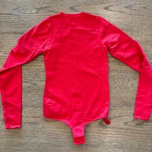 Skims Red Longsleeve Bodysuit